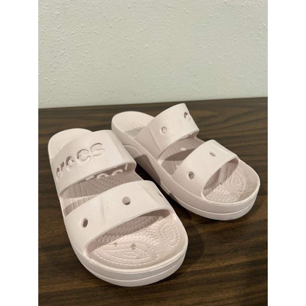 Crocs Baya Platform Slide Sandals Womens Size 7 Slip On Double Strap Pink